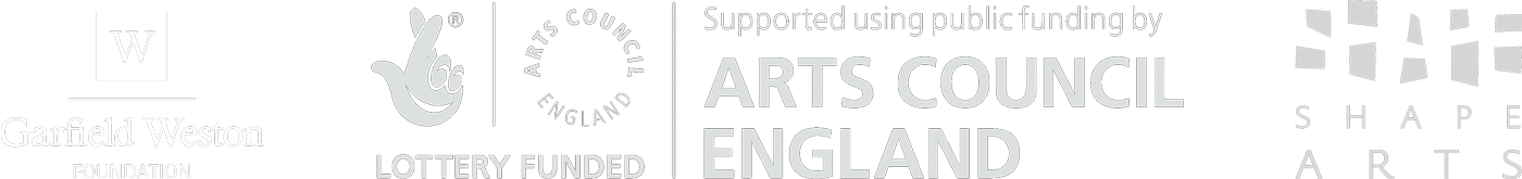 Logos for Art Council England, Garfield Watson, and Shape Arts